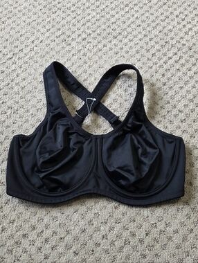 Black High-Support Sports Bra with Adjustable Cross Straps